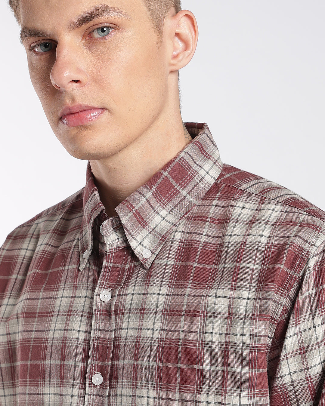 Maroon Heritage Check Regular Fit Shirt