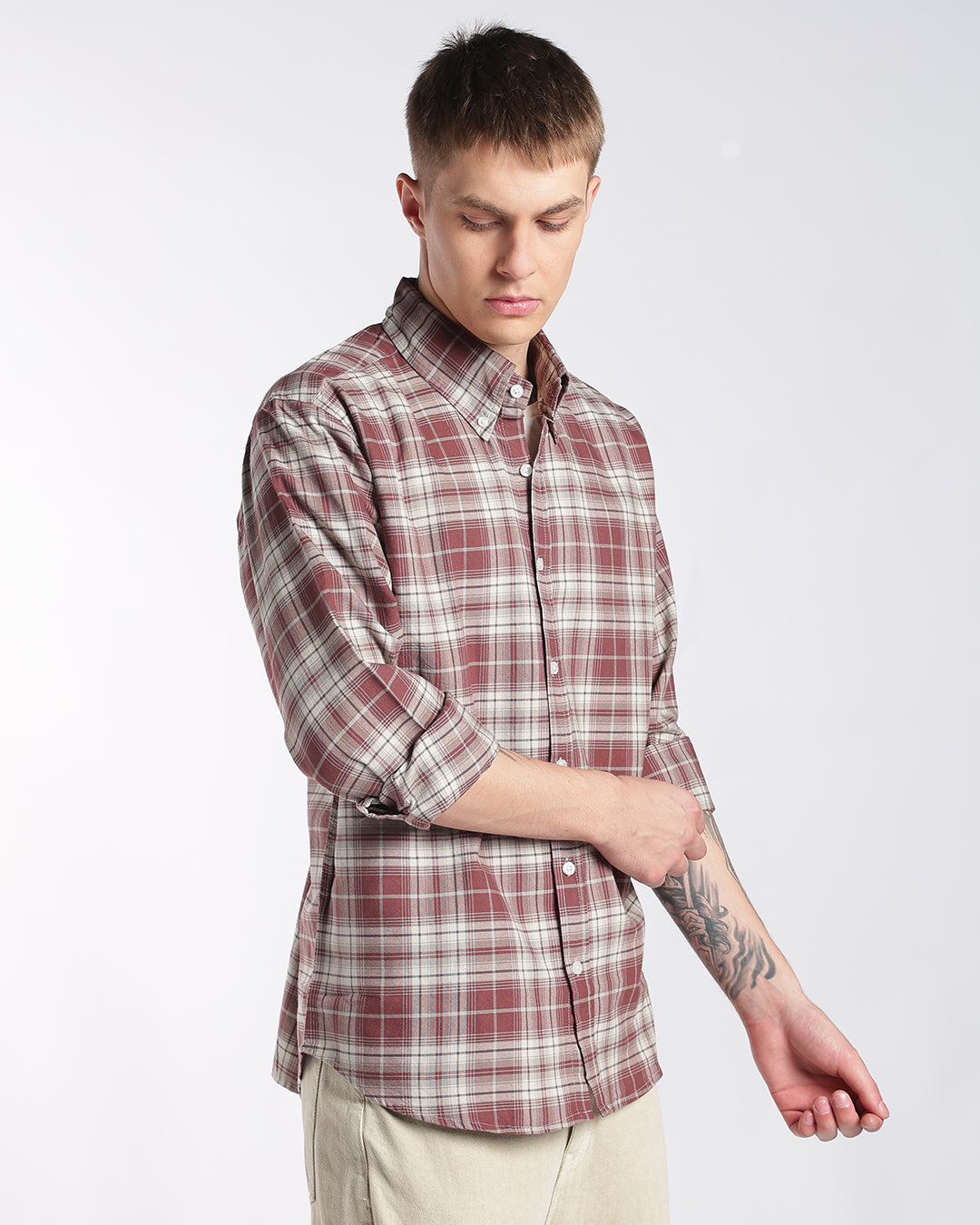 Maroon Heritage Check Regular Fit Shirt