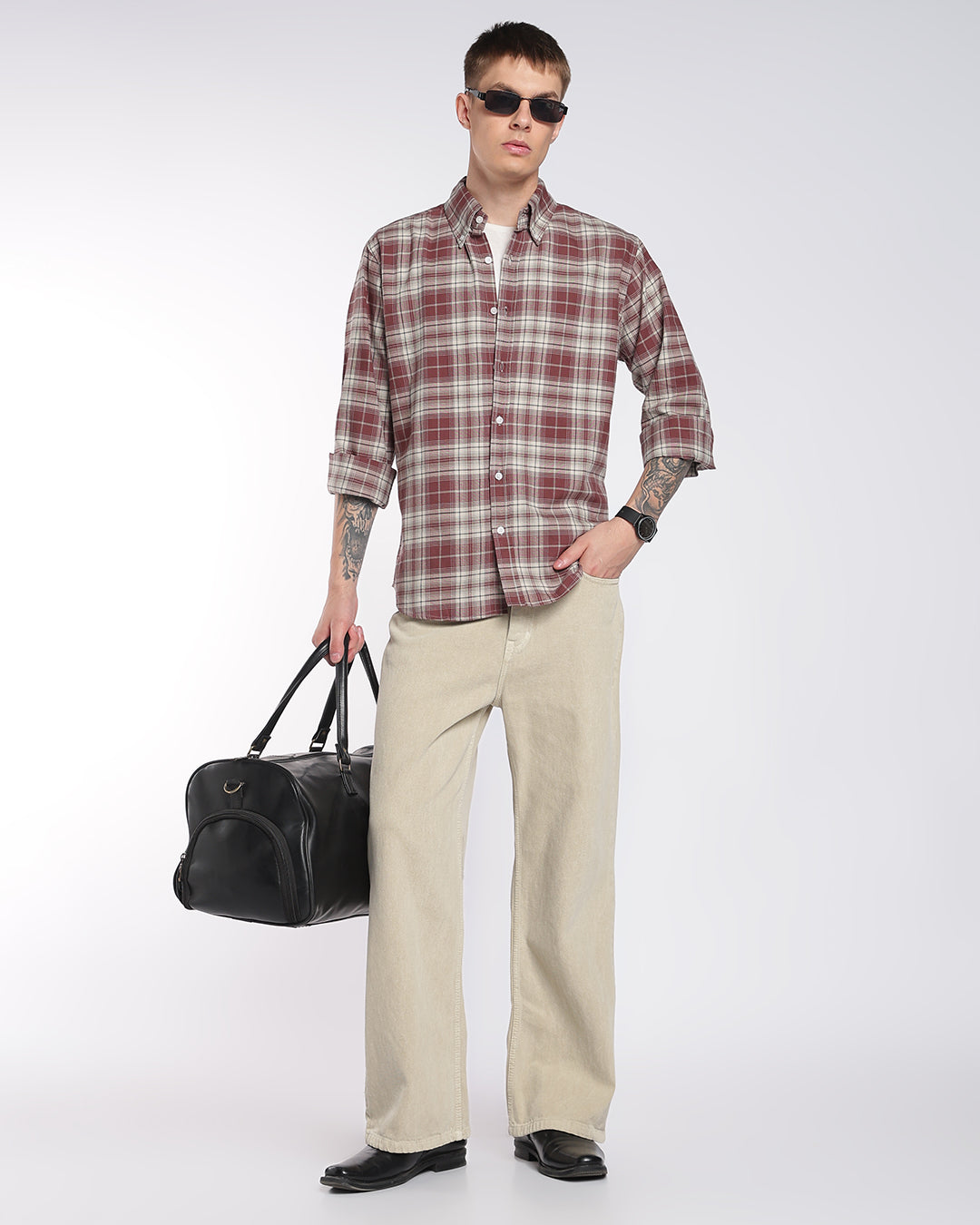 Maroon Heritage Check Regular Fit Shirt