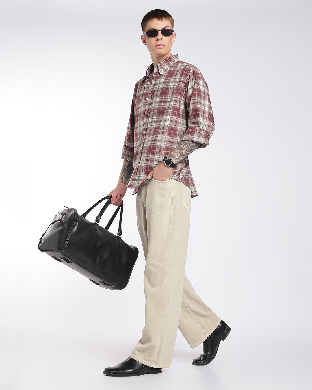 Maroon Heritage Check Regular Fit Shirt