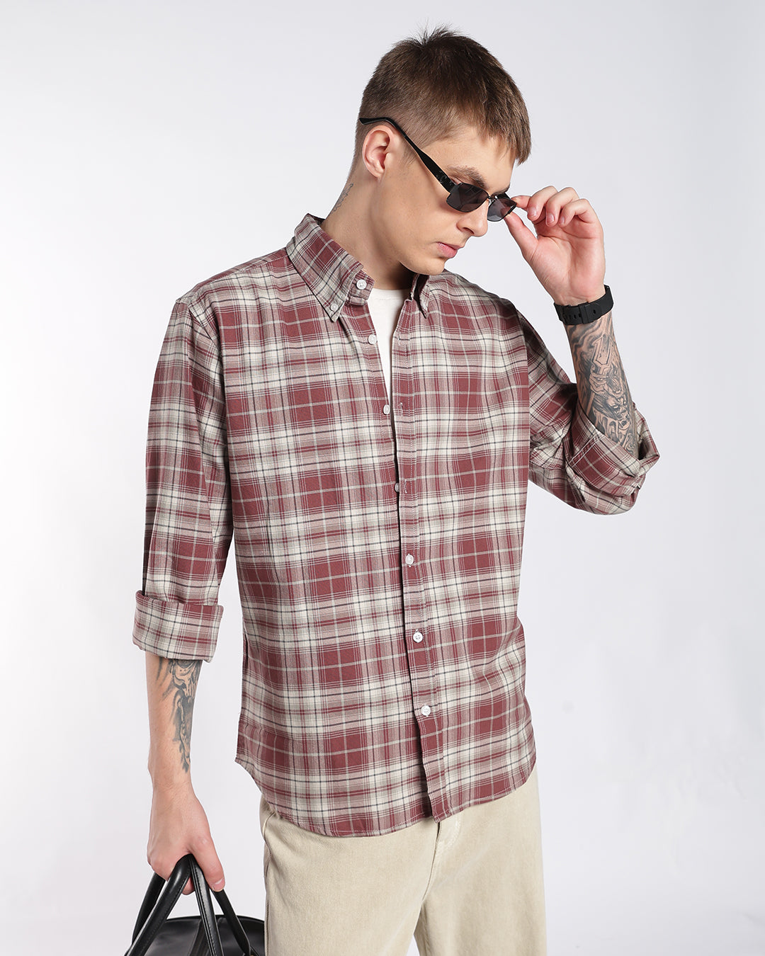 Maroon Heritage Check Regular Fit Shirt
