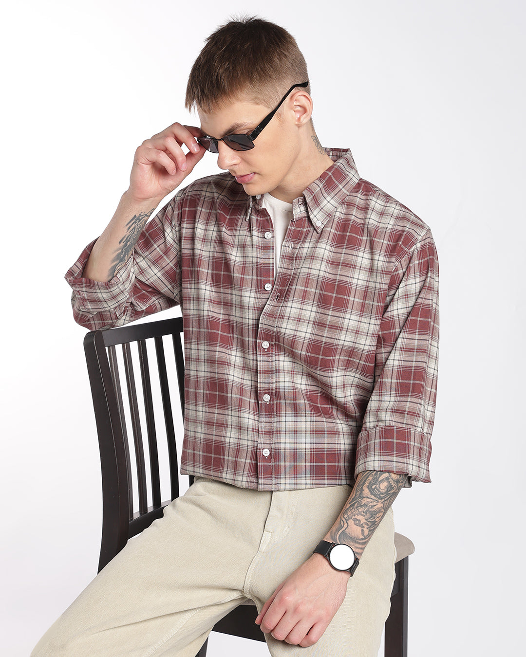 Maroon Heritage Check Regular Fit Shirt