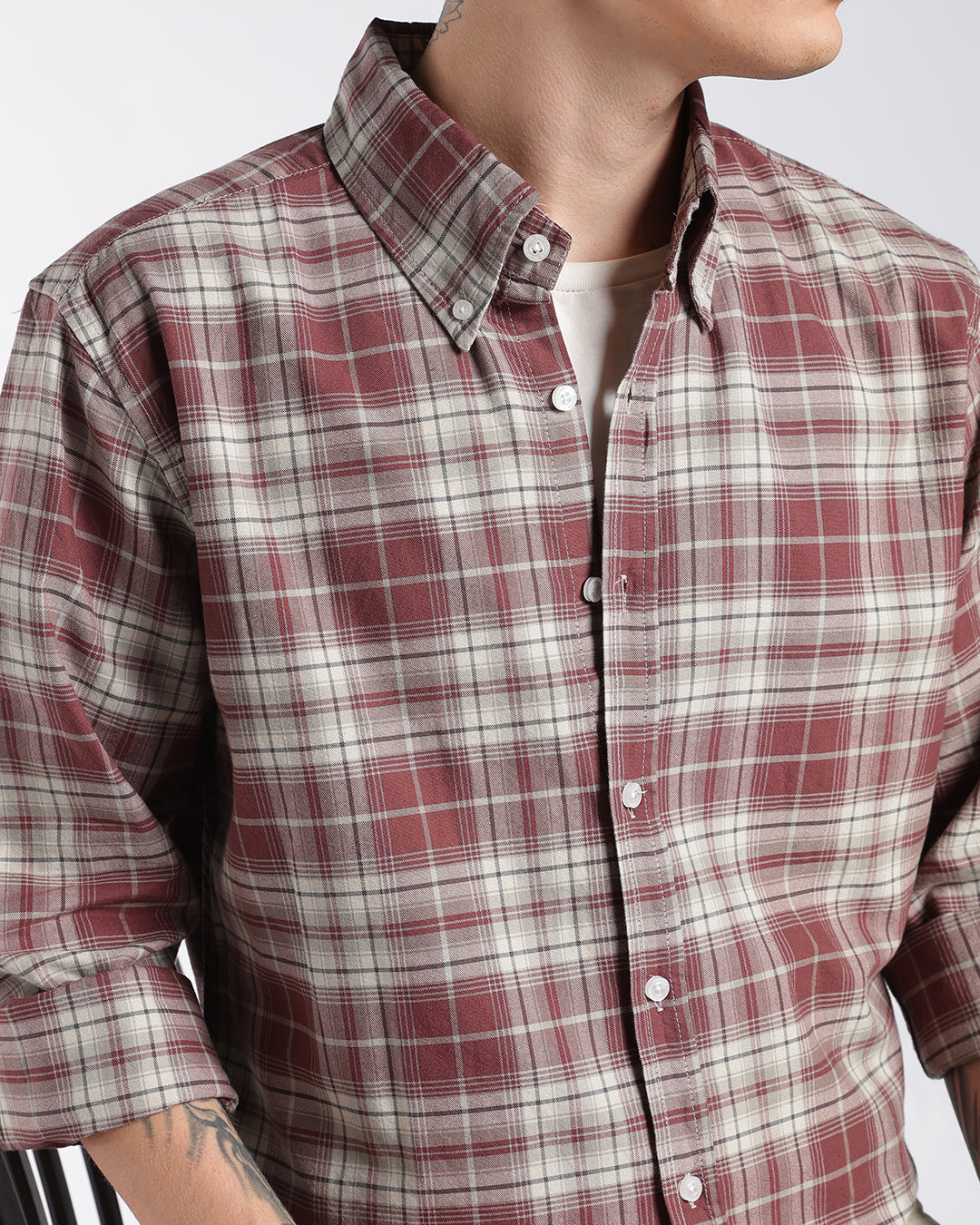 Maroon Heritage Check Regular Fit Shirt