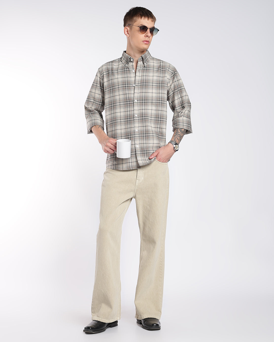 Classic Grey Heritage Check Regular Fit Shirt