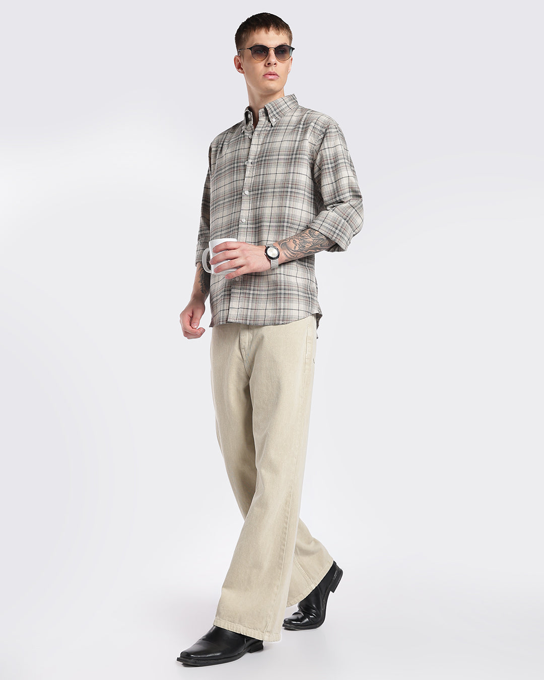 Classic Grey Heritage Check Regular Fit Shirt