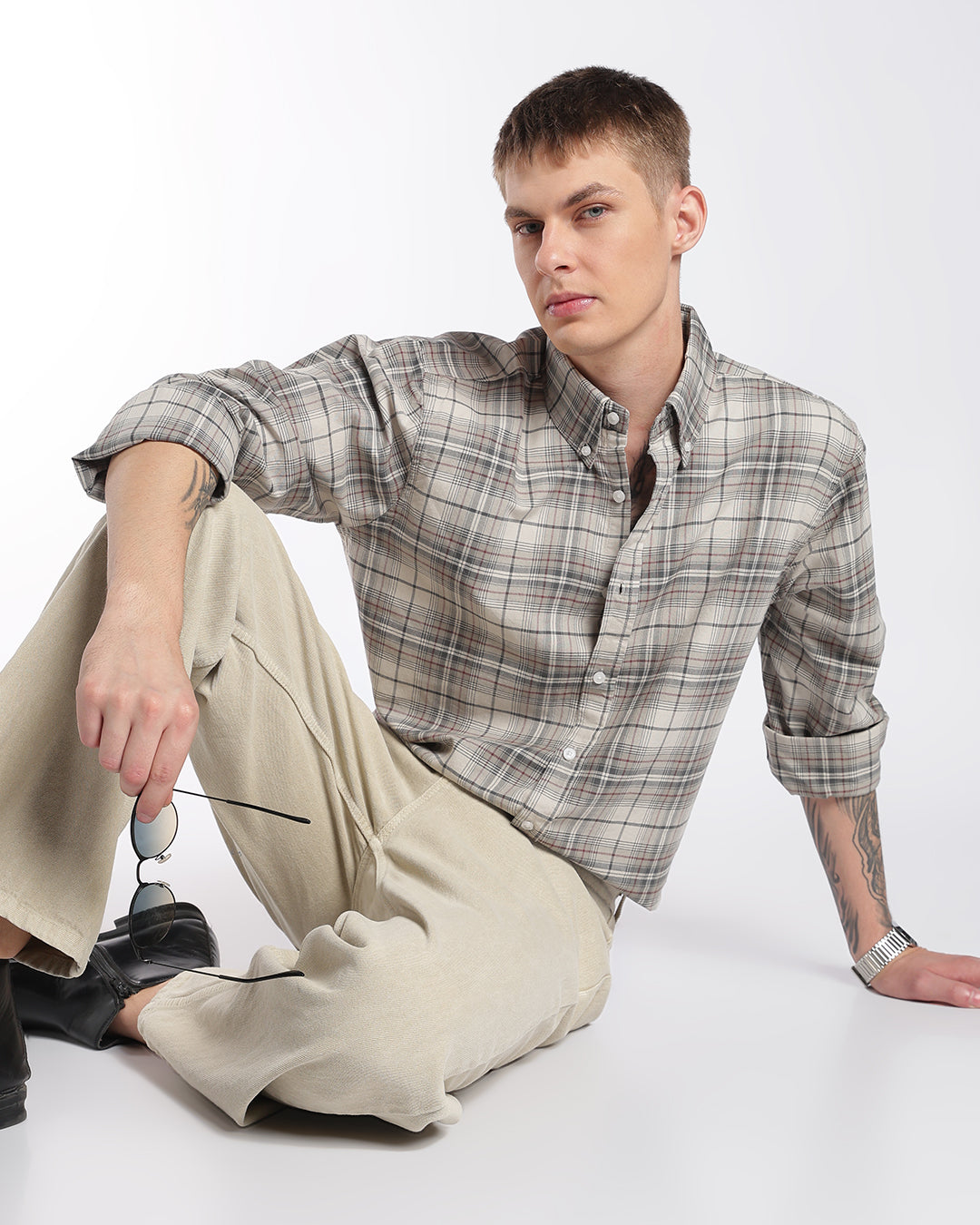 Classic Grey Heritage Check Regular Fit Shirt
