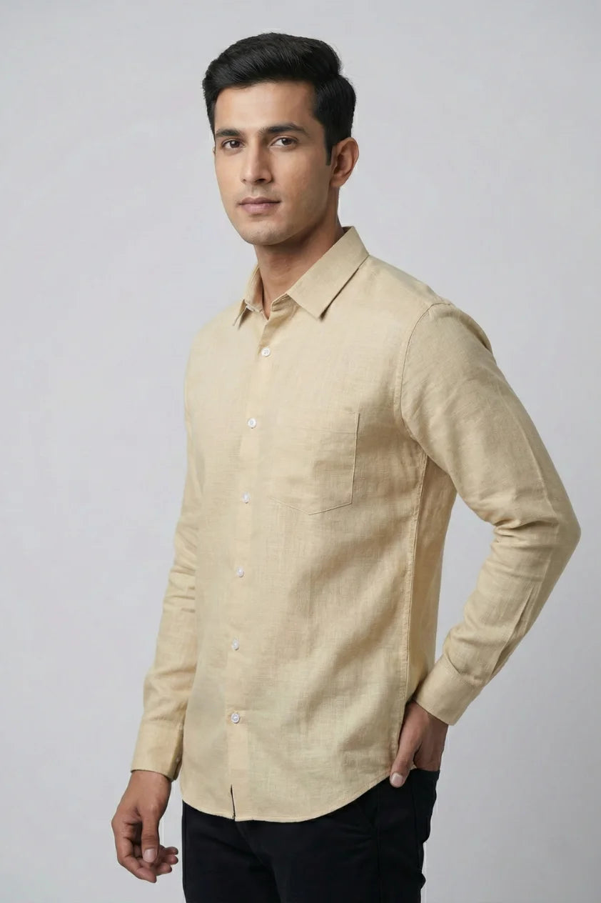 Beige Cotton Linen Shirt