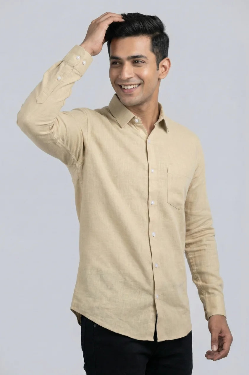 Beige Cotton Linen Shirt