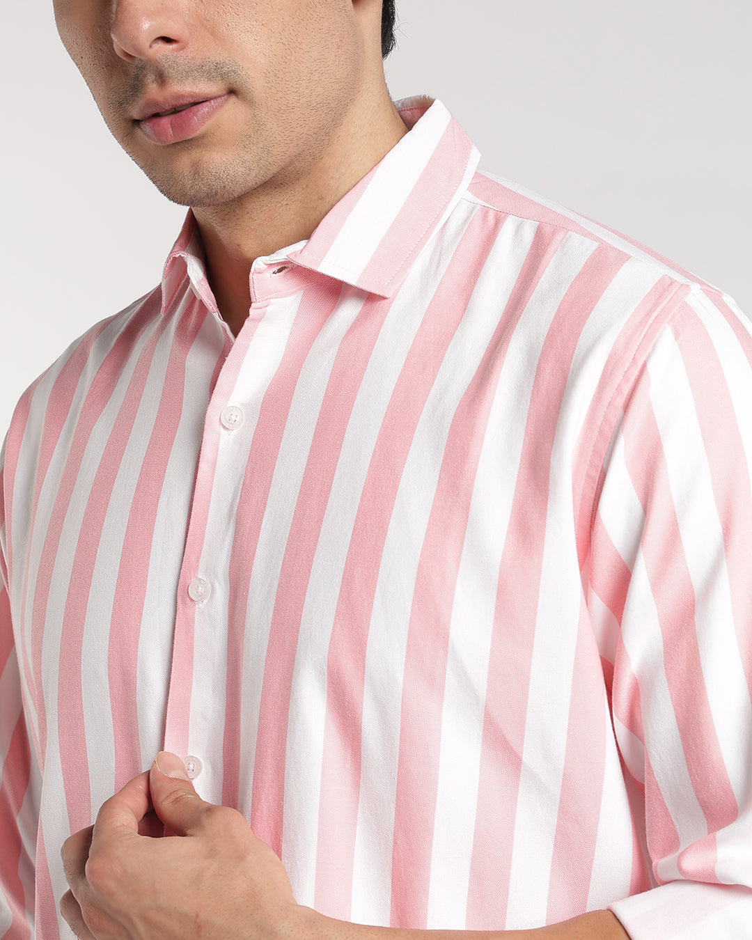 Classic Pink & White Vertical Stripe Shirt