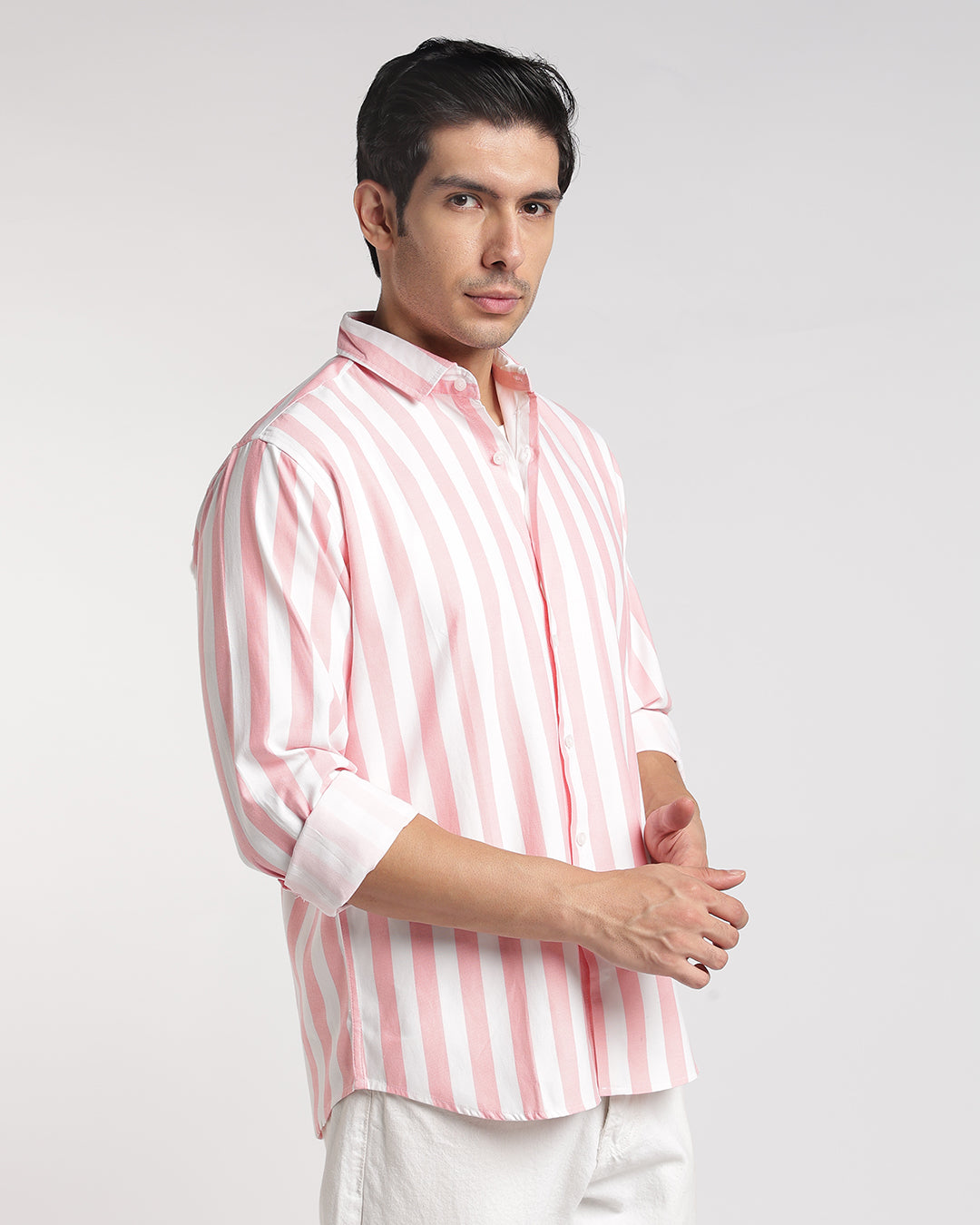 Classic Pink & White Vertical Stripe Shirt