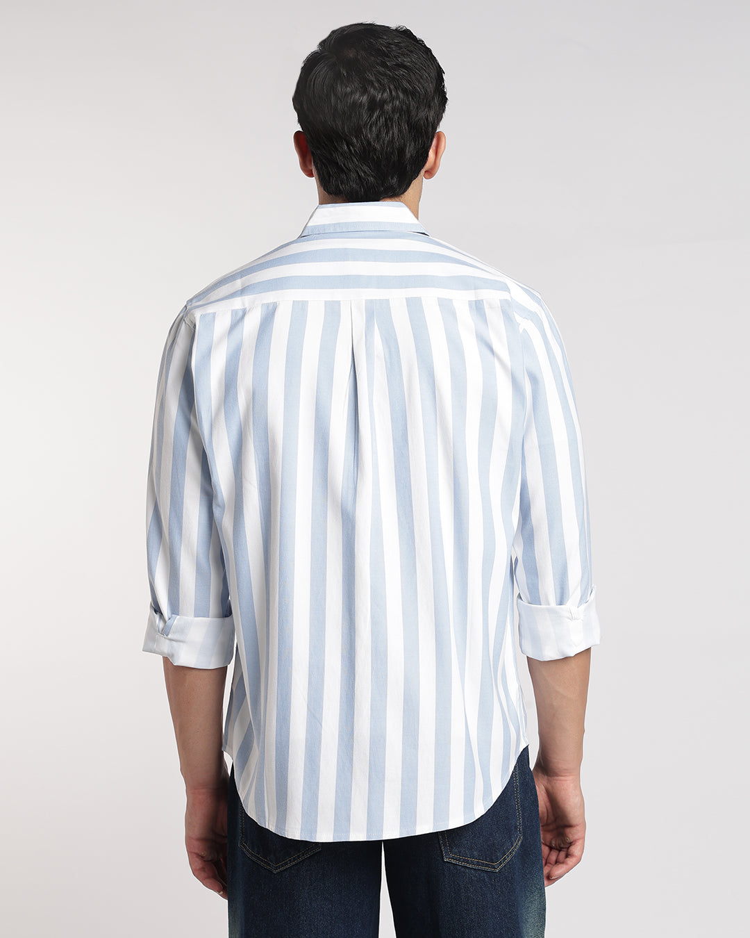 Classic Light Blue And White Vertical Stripe Shirt