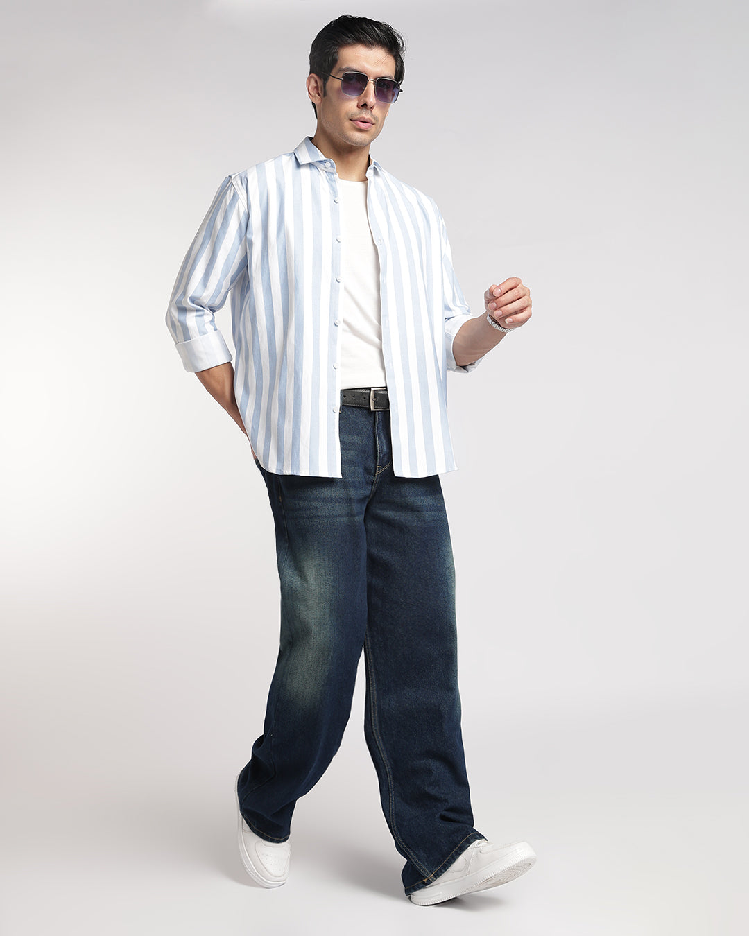 Classic Light Blue And White Vertical Stripe Shirt