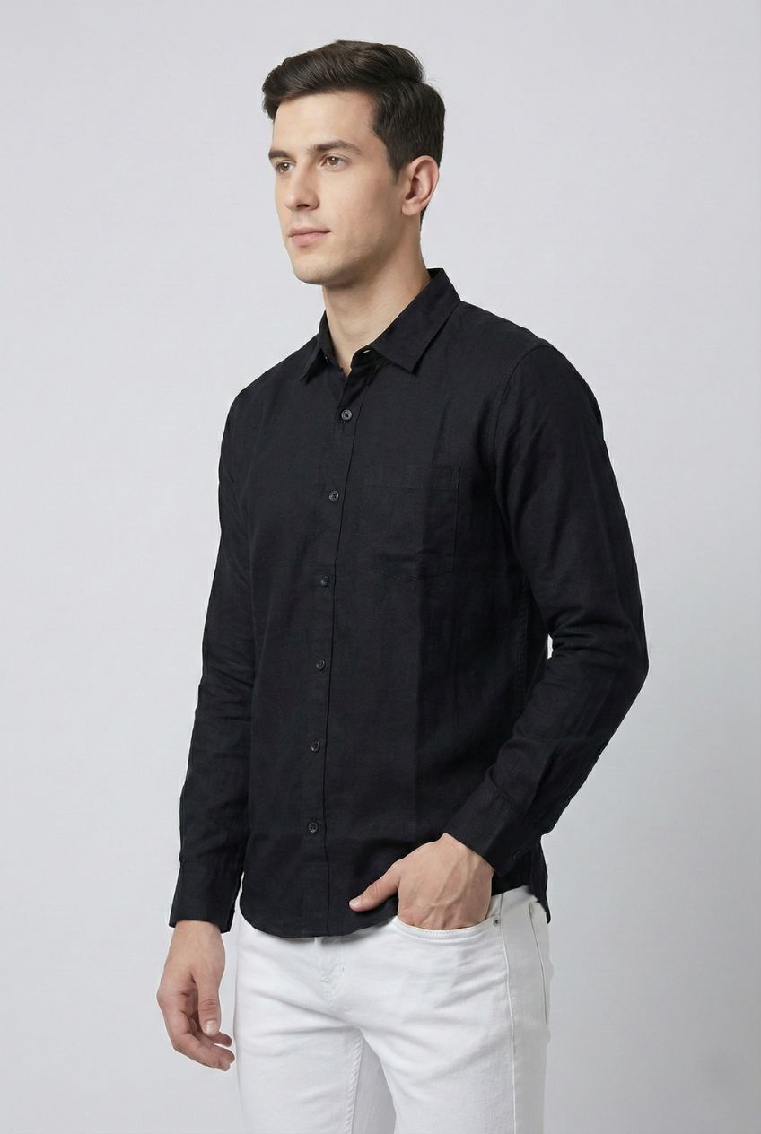 Black Linen Cotton Shirt
