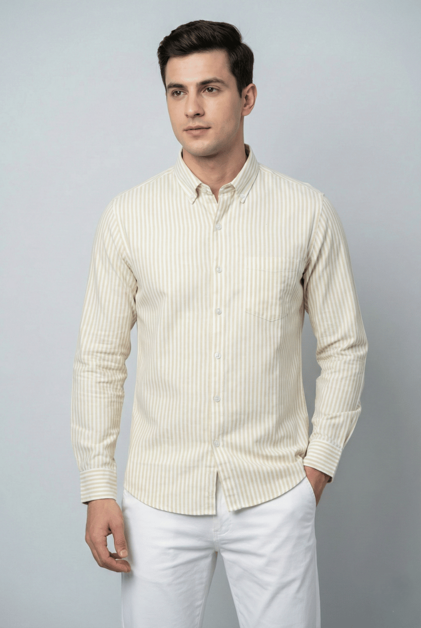 Beige Oxford Stripe Shirt