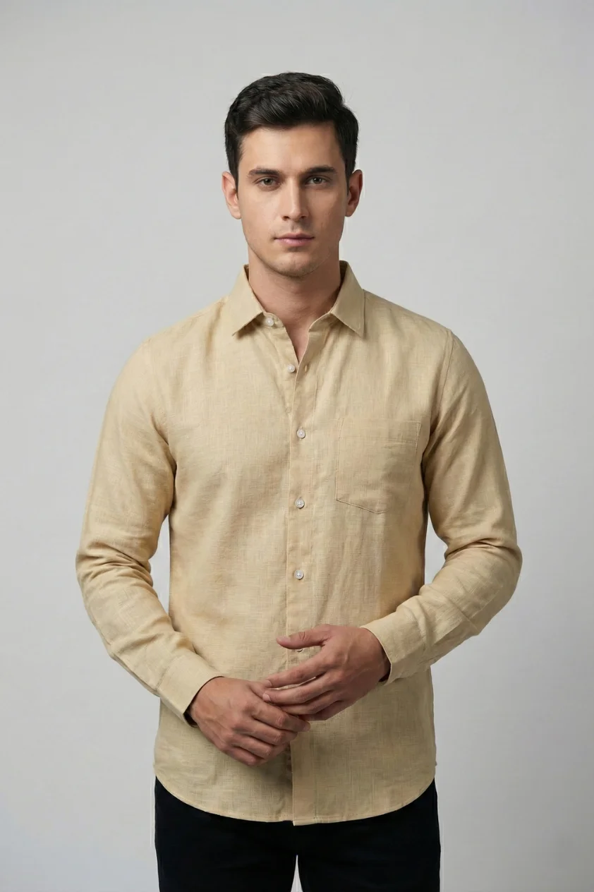 Beige Linen Cotton Shirt