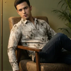 Olive Green Floral Print Shirt